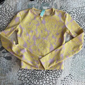 NWOT Seea Palomar Crop Rashguard - Yellow/Lavender, Size XS